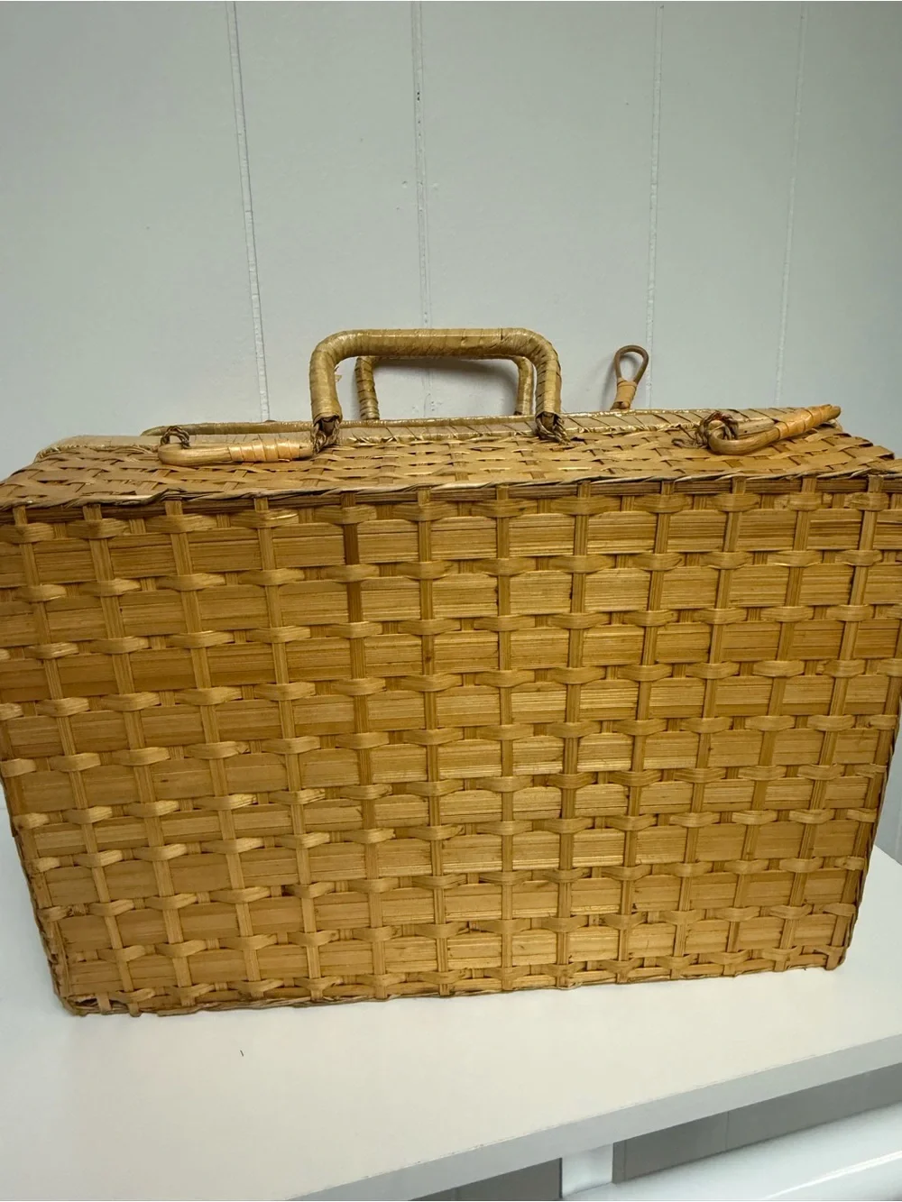 Vintage Woven Suitcase Basket | Natural Fiber Picnic Basket | Collected Home